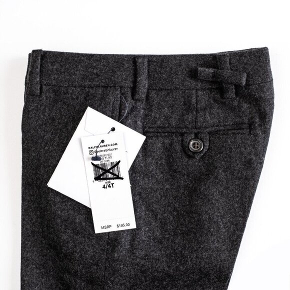 New Polo Ralph Lauren Wool Flannel Trouser Dress Pants Boys Unhemmed - size 4T - Picture 7 of 9